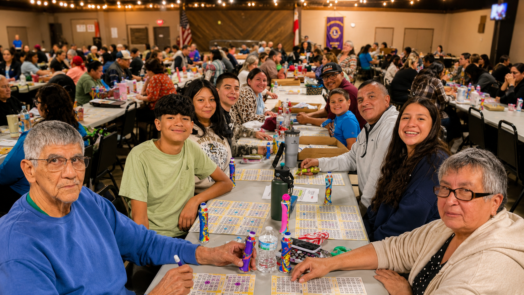 Families enjoying Thursday night bingo at McQueeney Lions Club